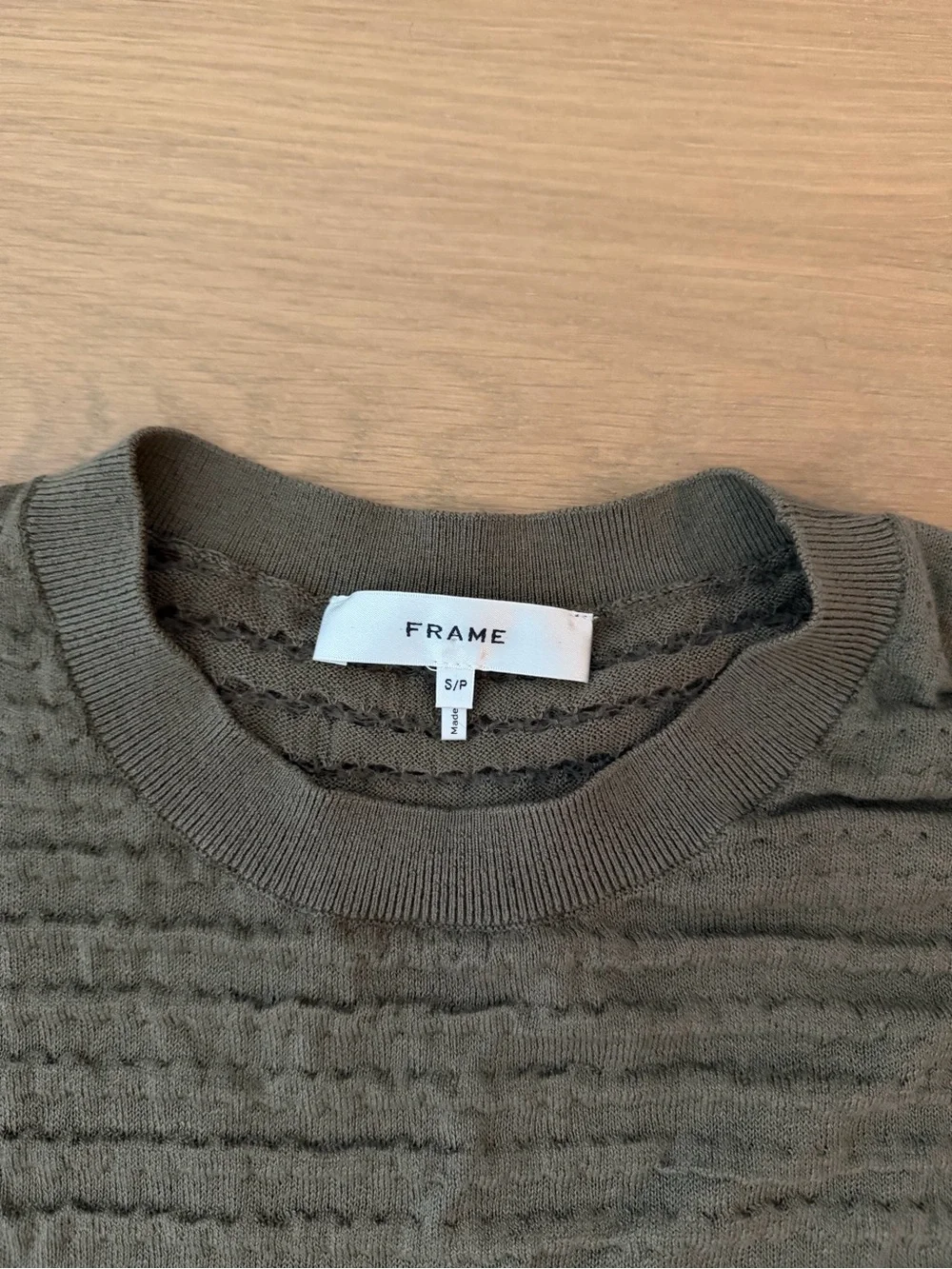 FRAME Olive Green Textured Ribbed Knit Top Small - Picture 5 of 6